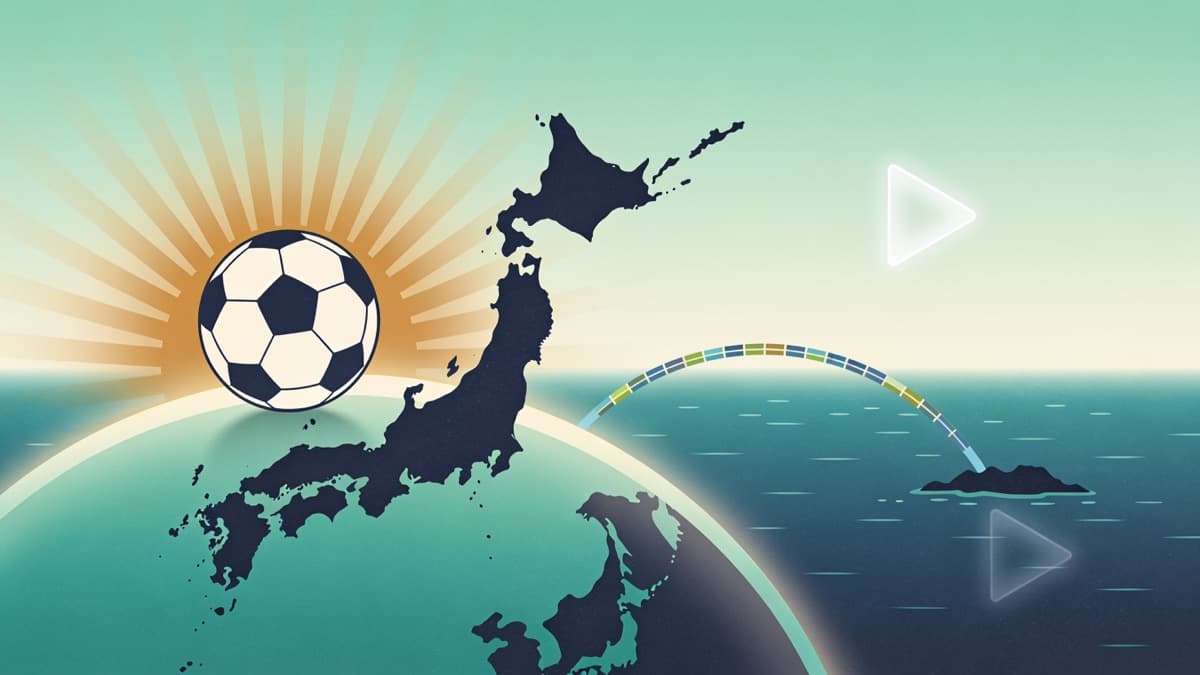 A television and smartphone in a Tokyo apartment showing a live 2026 World Cup football match in the early morning