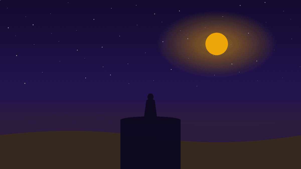 Silhouette of a lone figure standing at a cliff edge beneath a swirling starry sky, evoking the dreamlike world of The Sandman.