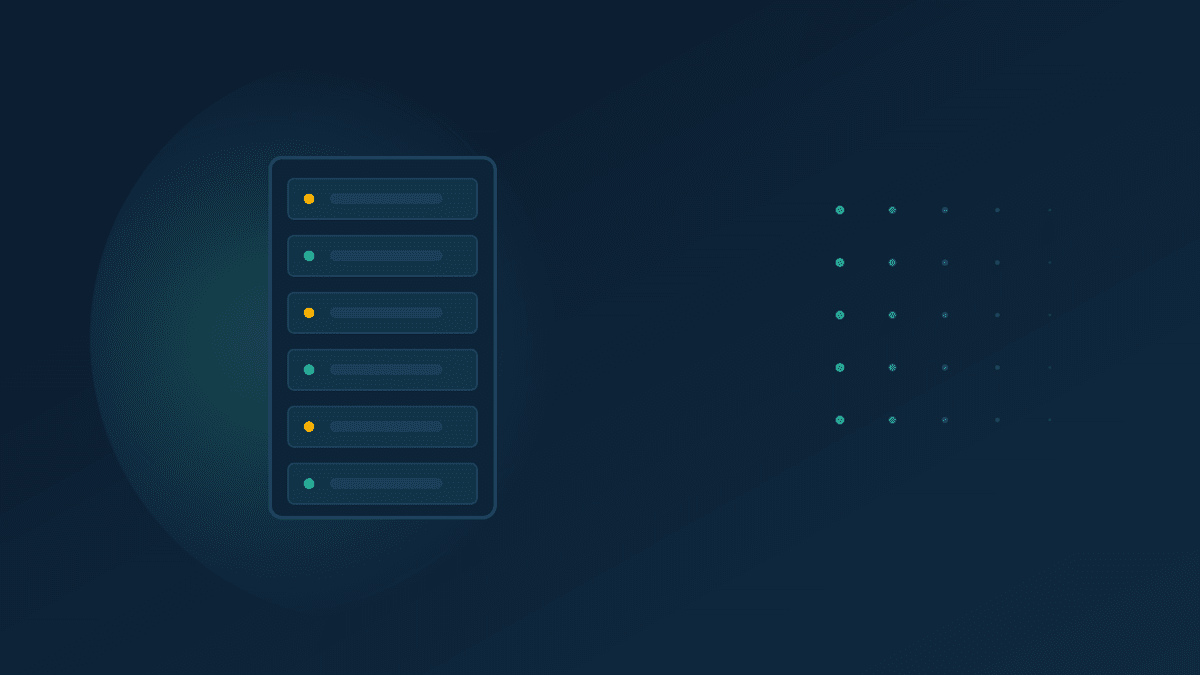 Conceptual illustration of data streams dissolving as they pass through a VPN server rack, representing a no-logs policy.